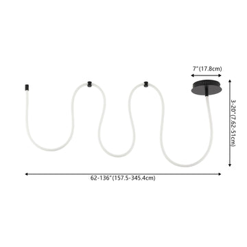Serafina Contemporary Minimalist 360 Adjustable Silicone Neon Rope Dimmable Linear Integrated LED Flush Mount - JONATHAN Y